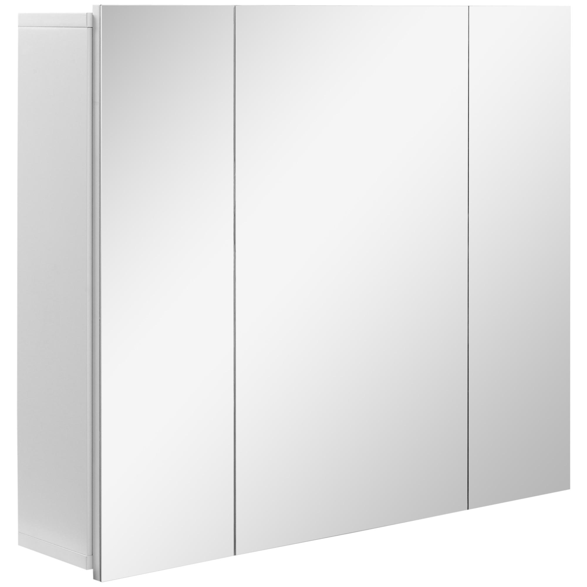 Armário de Casa de Banho com 3 Portas com Espelho Armário de Parede com Prateleiras Internas Ajustáveis 70x15x60 cm Branco
