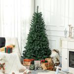 Árvore de Natal Artificial 180 cm com 760 Ramos de Arame de Memória e Base Recolhível Árvore de Natal Verde