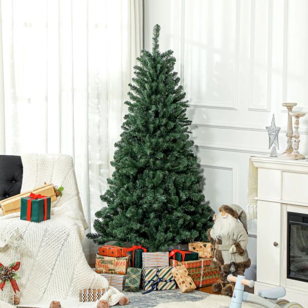 Árvore de Natal Artificial 180 cm com 760 Ramos de Arame de Memória e Base Recolhível Árvore de Natal Verde