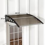 Marquise para Portas e Janelas 103x96,5 cm Marquise com Proteção para Sol e Chuva com Painéis de Policarbonato Preto e Marrom