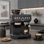 Máquina de Café Expresso 15 Bares 1600 W com Moinho de 15 Níveis e Vaporizador de Leite para Cappuccino e Latte Preta