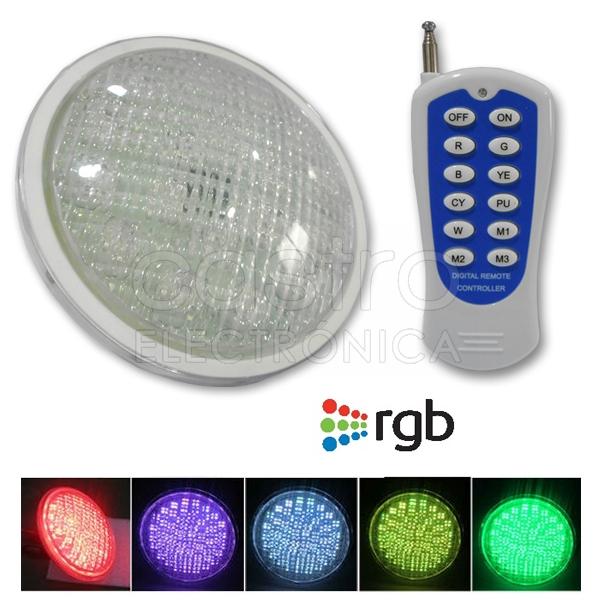 Lampada LED PAR56 RGB p/ Piscina 12VAC 18W IP68 c/ Comando