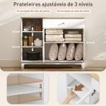 Aparador 2 Portas de Vidro Aparador para Sala Moderno com Gaveta Compartimentos Abertos 100x35x80,3 cm Branco
