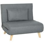 Poltrona 2 em 1 Sofá Cama Individual Dobrável com Encosto Ajustável e Almofada Carga 125 kg 90x78x79 cm Cinza
