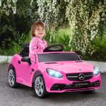 Carro Elétrico Mercedes SLC 300 12V para Crianças de 3 - 6 Anos com Controlo Remoto Faróis LED Buzina Música TF USB e Abertura da Porta 3 - 5km/h 107x62,5x44cm Rosa
