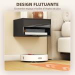 Conjunto de 2 Mesas de Cabeceira Suspensas com Gaveta Prateleira Aberta para Quarto 37x32x21 cm Preto Brilhante
