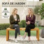 Banco de Jardim em Madeira de 2 Lugares 110 cm com Assento de Ripas Suporta 240 kg Madeira