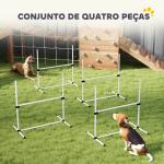 Conjunto de Treinamento de Agilidade para Cães 4 Peças Obstáculos de Salto com Altura Ajustável 99x65x94 cm Azul