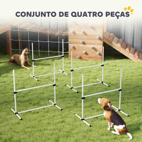 Conjunto de Treinamento de Agilidade para Cães 4 Peças Obstáculos de Salto com Altura Ajustável 99x65x94 cm Azul