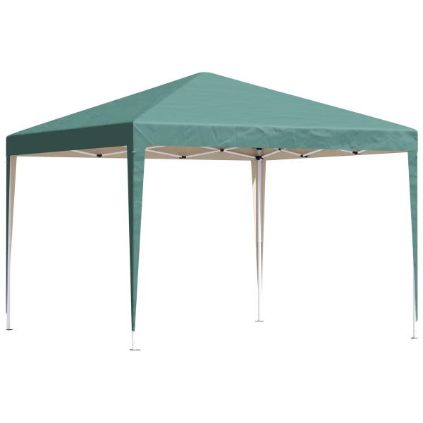 Tenda Dobrável 295x295x255 cm com Bolsa de Transporte Altura Ajustável Anti - UV para Terraço Pátio Verde
