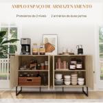 Aparador de Sala com 4 Portas com Design Chevron Prateleiras Ajustáveis Pés de Aço 140,5x40x81,5 cm Carvalho