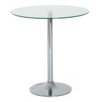 Mesa de Jantar Redonda para 2 Pessoas Mesa de Cozinha Moderna com Superfície de Vidro Temperado para Sala de Estar, Prateada