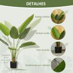 Planta Artificial Decorativa 109 cm Bananeira Artificial com Vaso e Folhas para Interior Casa Sala de Estar Escritório Verde