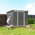Abrigo de Jardim 4,5 m² 260x194x200 cm Abrigo Exterior Metálico com 2 Portas Deslizantes para Armazenamento de Ferramentas Cinza