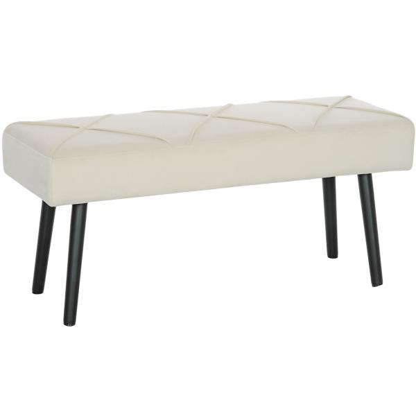 Banco de Pé de Cama Multifuncional e Moderno Banco de Dormitório com Pés de Aço e Assento Acolchoado 100x36x45 cm Creme