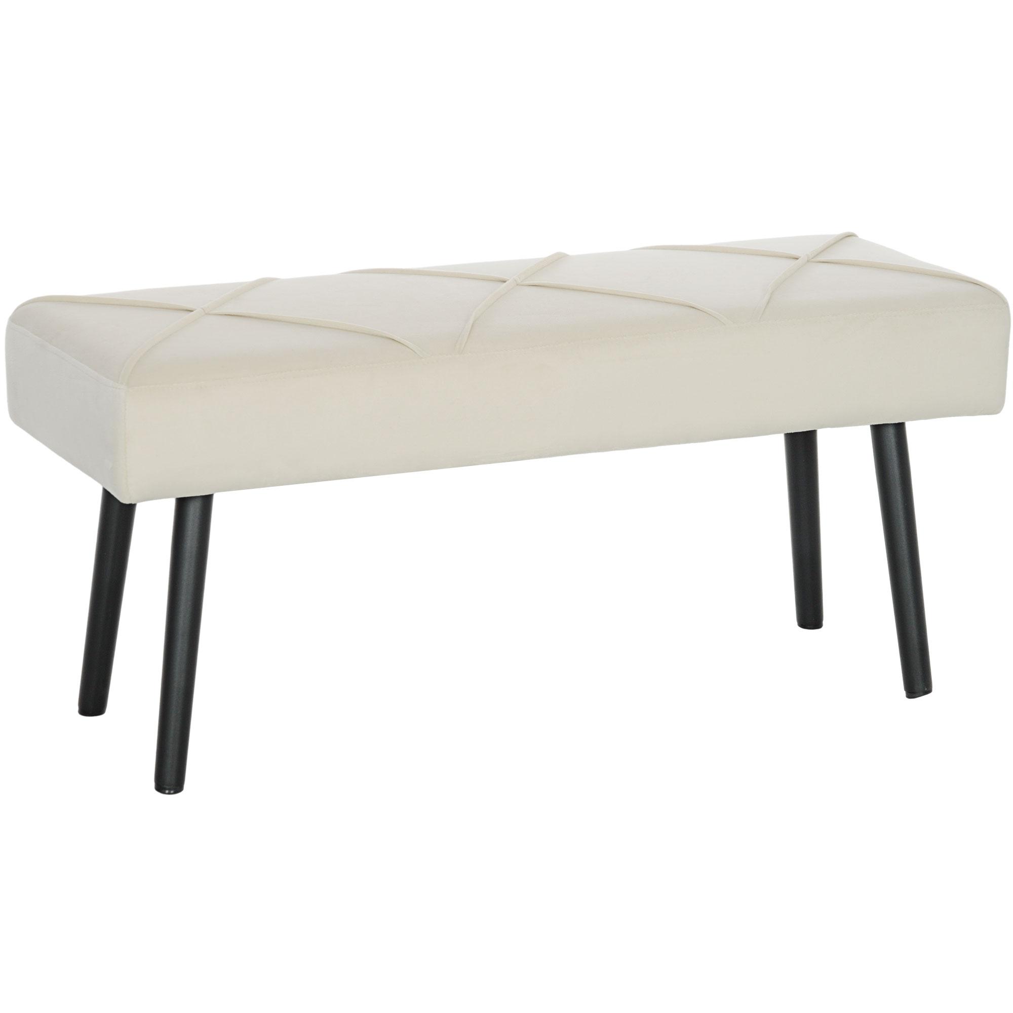 Banco de Pé de Cama Multifuncional e Moderno Banco de Dormitório com Pés de Aço e Assento Acolchoado 100x36x45 cm Creme