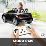 Carro Elétrico Mercedes SLC 300 12V com Controlo Remoto Faróis LED Música TF USB e Abertura da Porta 3 - 5km/h 107x62,5x44 cm Preto