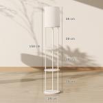 Candeeiro de Pé com Prateleiras 3 Temperaturas de Cor Controlo Remoto e Casquilho E27 Ø29x158 cm Branco