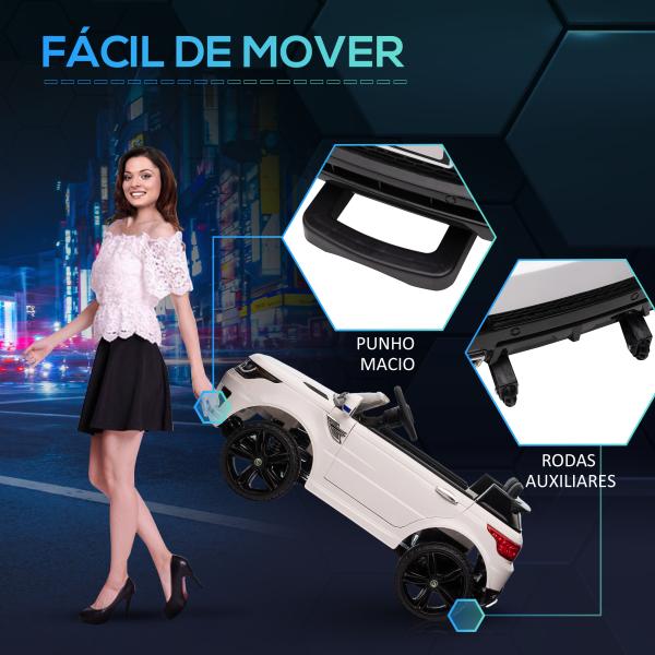 Carro Elétrico SUV Infantil 12V com 2 Motores Controlo Remoto Faróis Buzina Bluetooth Música USB e Abertura de Porta 3 - 5km/h 110x68x52cm Branco