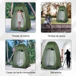 Tenda de Duche Tenda de Privacidade Portátil com 1 Gancho Bolso Bolsa de Transporte e UV20+ 126x124x189 cm Verde