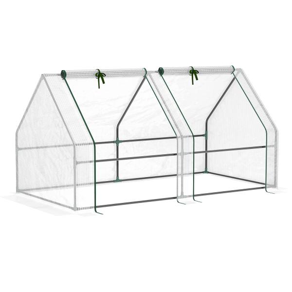 Estufa de Jardim 180x90x90 cm Tipo Casa Tubo de Aço com 2 Acessos Estufa Pequena para Cultivo de Plantas Branco