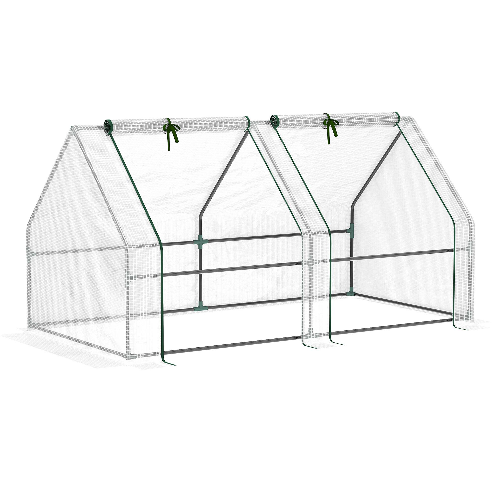Estufa de Jardim 180x90x90 cm Tipo Casa Tubo de Aço com 2 Acessos Estufa Pequena para Cultivo de Plantas Branco