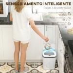 Balde de Lixo Automático 15L com Sensor Infravermelhos e Modo Manual Anel de Retenção Antimarcas 27,6x21,4x33,5 cm Branco