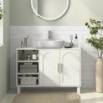 Móvel para Lavatório Suspenso Móvel para Casa de Banho Moderno com 2 Portas e Prateleiras Ajustáveis 90x30x63 cm Creme