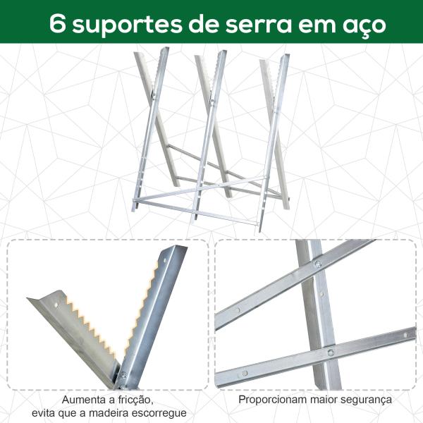 Cavalete para Serrar Dobrável com Altura Ajustável Estrutura Triangular de Metal Suporte para Lenha 83x83x79 cm Prata