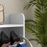 Sapateira Estreita com 4 Gavetas Basculantes e Prateleiras Ajustáveis para 16 Pares 106x24x102 cm Branco