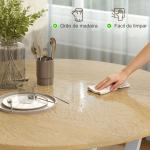 Mesa de Refeição Redonda Mesa de Jantar Estilo Industrial com Bancada de Madeira e Estrutura de Aço Ø90x76 cm Madeira e Branco