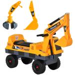 Escavadora Infantil sem Pedais para Crianças de 2 - 3 anos Carro Andador com Pá Pinça de Agarrar Luzes Música e Armazenamento Oculto 90x28x58cm Amarelo