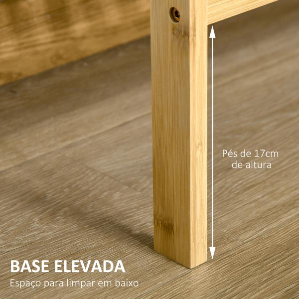 Estante de Bambu de 3 Níveis Móvel Organizador Multifuncional para Casa de Banho Cozinha Sala de Estar 62x33x80cm Natural