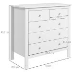 Cómoda com 5 Gavetas com Pés Elevados para Sala e Escritório Estilo Moderno 79x39,5x80,5 cm Branco