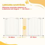Barreira de Segurança para Cães com Largura Ajustável 74 - 94 cm e Extensão para Escadas e Portas Branco