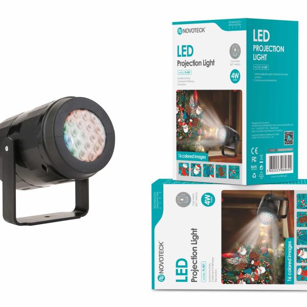 Luz de Projeção LED Novoteck PL - 001 com Imagens Coloridas para Decoração