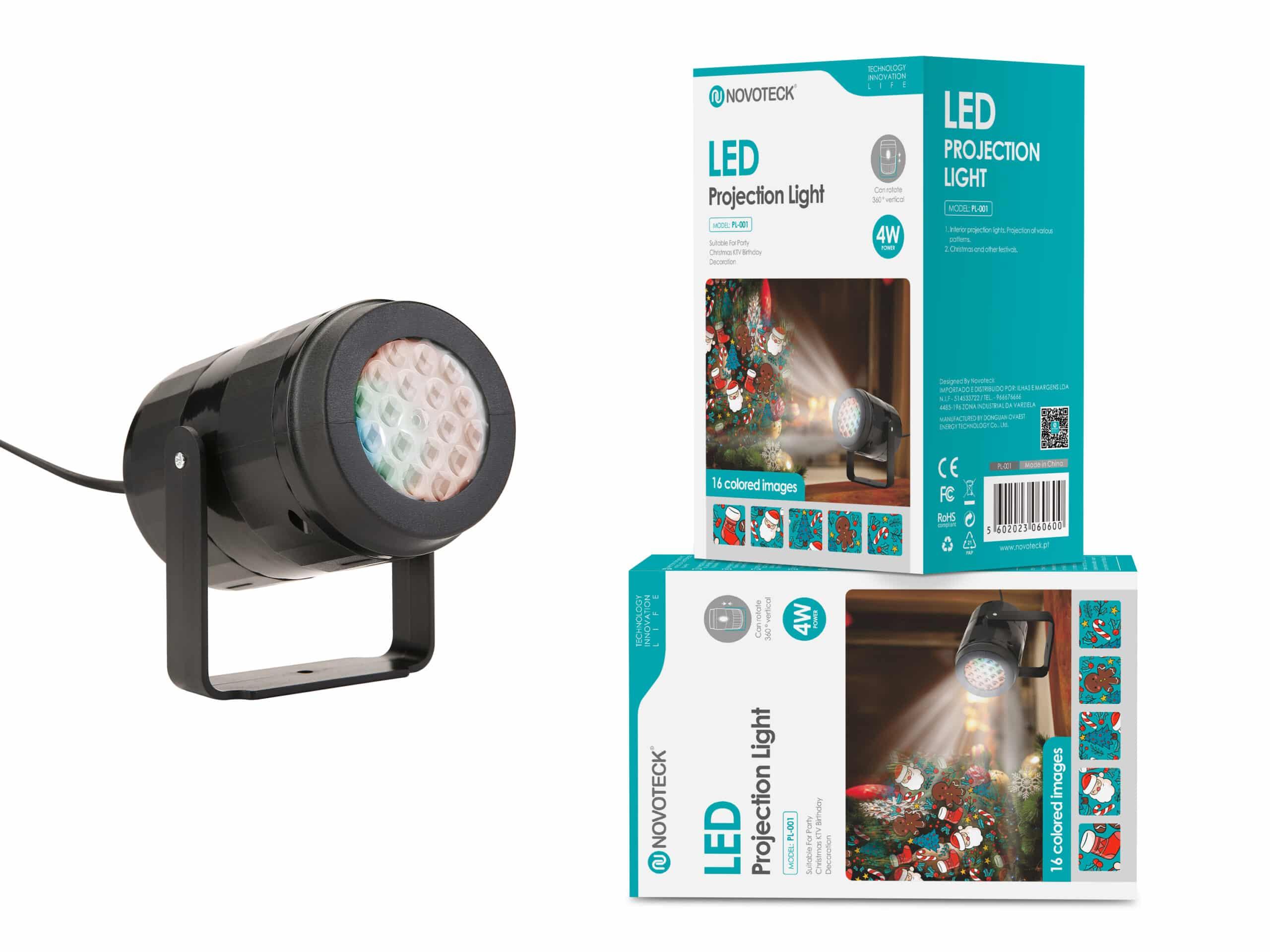 Luz de Projeção LED Novoteck PL - 001 com Imagens Coloridas para Decoração