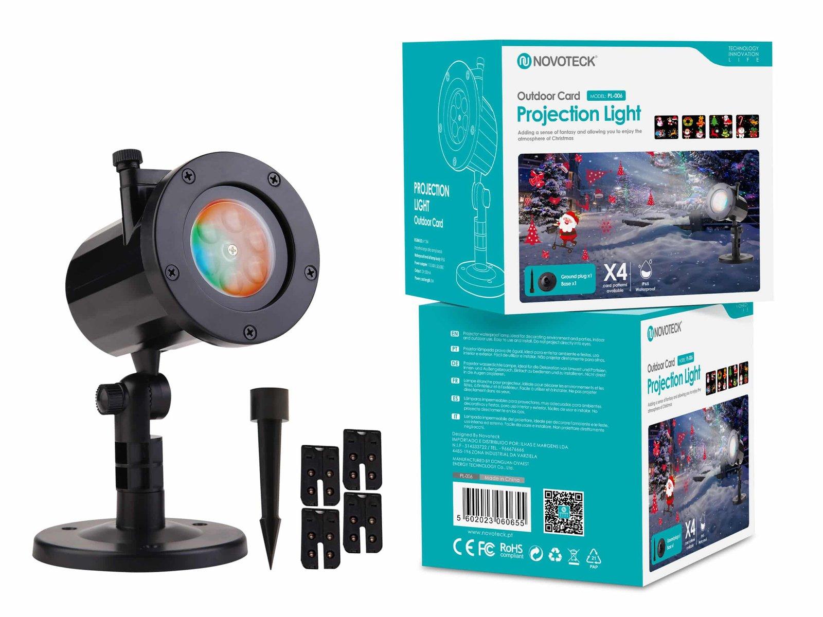 Luz de Projeção Externa Novoteck PL-006 com Cartões de Natal Intercambiáveis