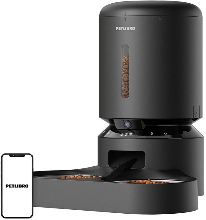 Dispensador de Comida Inteligente Granary 5L c/ 2 Taças e Câmara (Preto) - PETLIBRO