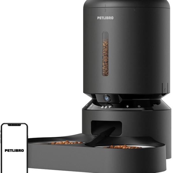Dispensador de Comida Inteligente Granary 5L c/ 2 Taças e Câmara (Preto) - PETLIBRO