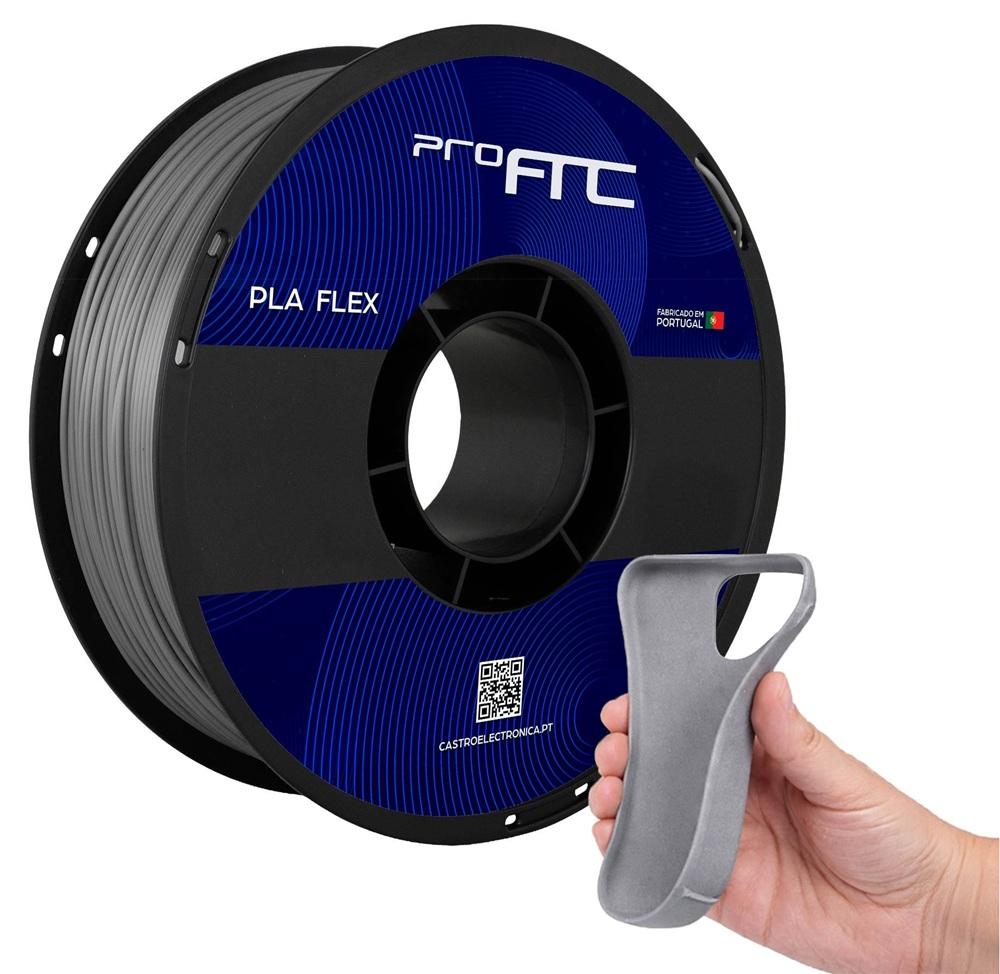 Filamento de Impressão 3D PLA - Flex 1,75mm 1Kg (Cinzento Frio) - ProFTC