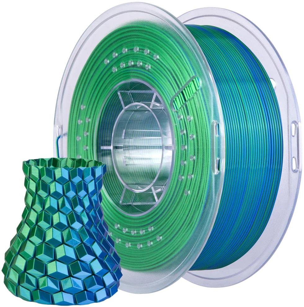 Filamento de Impressão 3D PLA SILK 1,75mm 1Kg (Azul/Verde) - ELEGOO