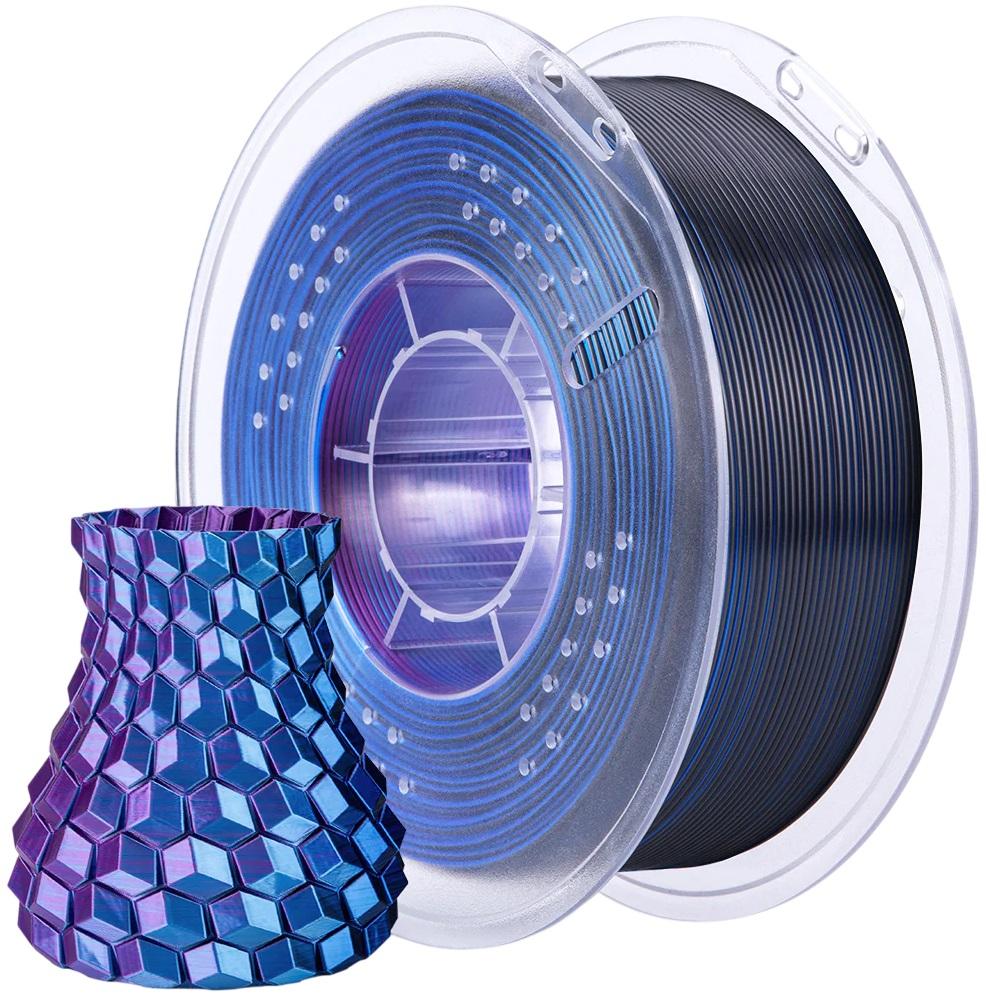 Filamento de Impressão 3D PLA SILK 1,75mm 1Kg (Azul/Roxo/Preto) - ELEGOO