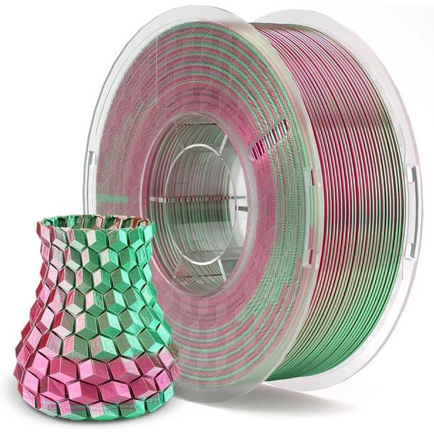 Filamento de Impressão 3D PLA SILK 1,75mm 1Kg (Verde/Vermelho) - ELEGOO