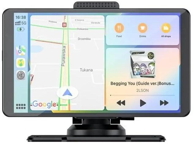 Estação Multimédia Apple Carplay 7 s/ Fios Android Auto c/ Câmara Traseira - WELL