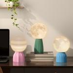 Conjunto de 3 Candeeiros de Mesa de Cabeceira 3D Candeeiros de Mesa com 3 Cores Brilho Ajustável em 10 Níveis Conexão USB Branco