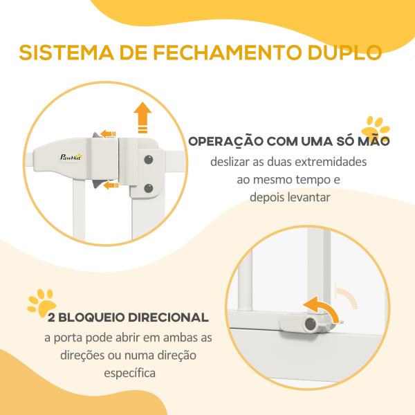 Barreira de Segurança para Cães com Largura Ajustável 74 - 100 cm e Extensões para Escadas e Portas Branco