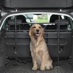 Grade de Segurança de Carro para Cães Ajustável em Largura e Altura 87 - 135x60x105cm Grade Separadora para Porta Malas de Carro Universal Metal Preto