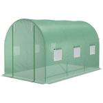 Estufa Tipo Túnel de Jardim 350x200x200cm Estufa de Jardim com 6 Janelas Respiráveis e Porta Enrolável com Zíper para Cultivo de Plantas e Verduras Verde