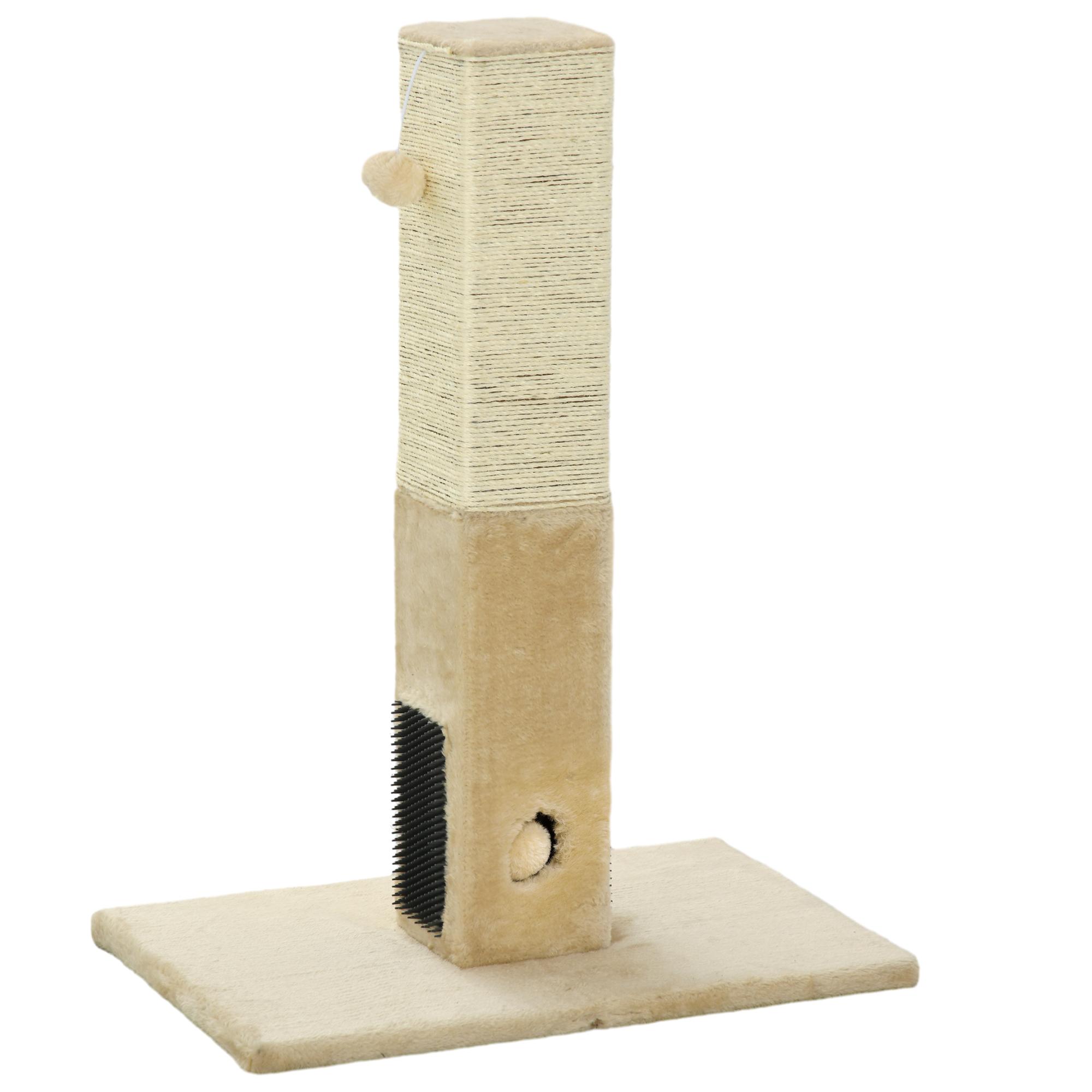 Poste Arranhador para Gatos 79 cm Arranhador para Gatos com Bola Suspensa e Poste de Juta 59,5x39x79 cm Creme e Bege